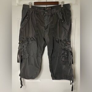 D.G. Wangzi Wear Y2K Parachute Tactical Cargo Shorts Cotton Military Gray Men 36
